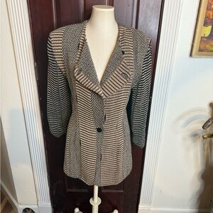 90s vintage collectible Deborah Cross blazer Chic Striped Women's Blazer